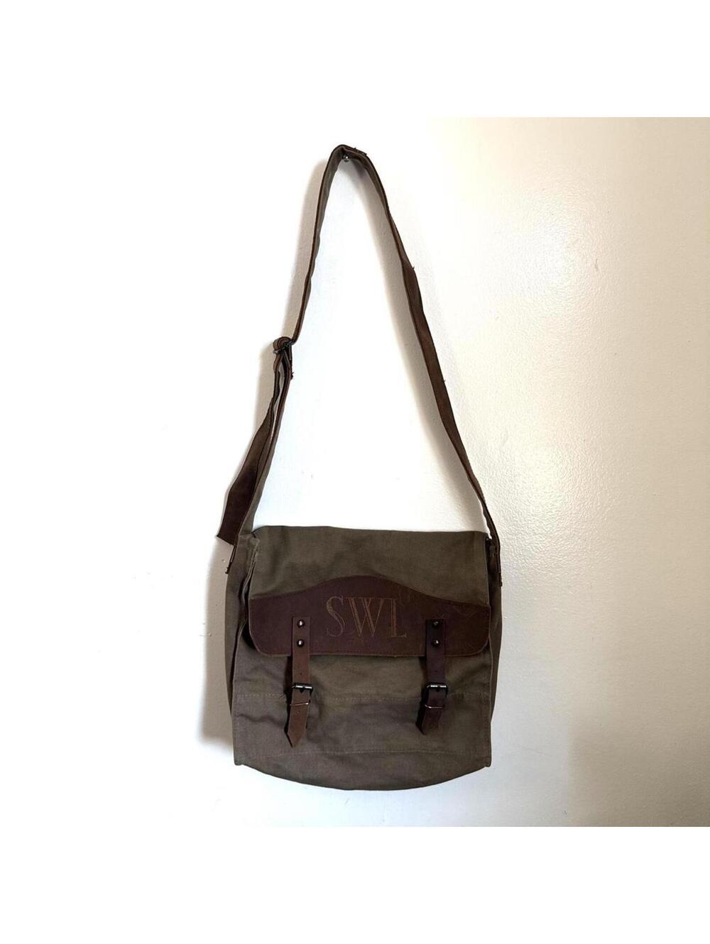 Vintage Rothco Olive Drab Canvas & Leather Messenger Bag
